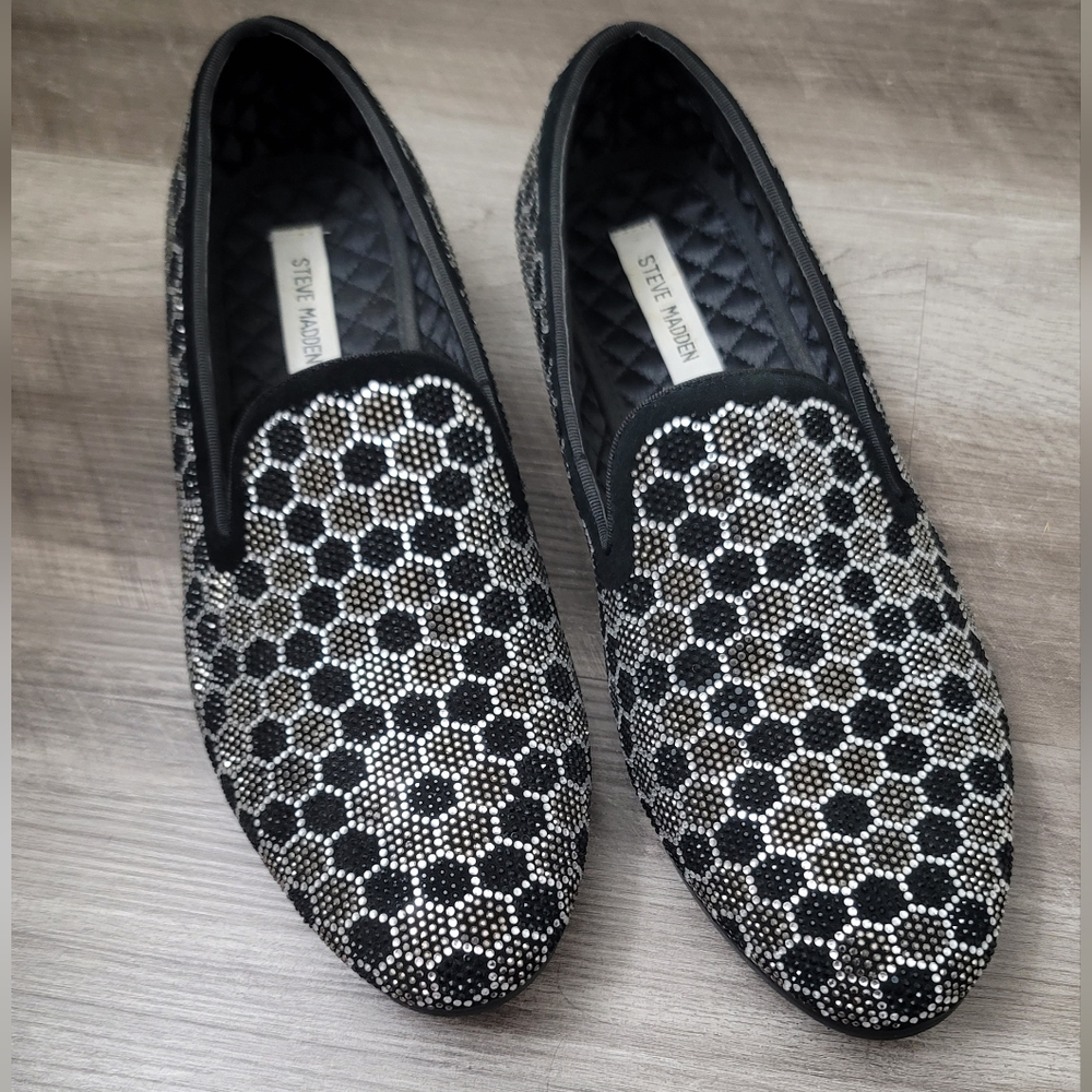 Men's Steve Madden Caspian Black
Silver Loafer Size10.5